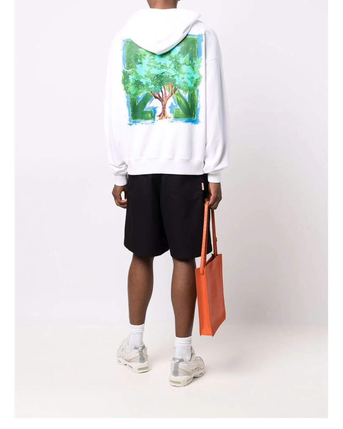 ♻️💯Upper body reference model picture❤️22SS top tested version environmentally friendly series OFFWHITE OW world environmentally friendly green tree graffiti pure cotton loose unisex round neck sweatshirt I won’t introduce the other ones here, just get to the point. This printed tree is different from the short-sleeved ones. The leaf shape part of the printing is replaced by embroidery. This cannot be seen from the picture level (you will definitely make a mistake when you look at the picture). Many versions on the market directly look at the picture and make the pattern, without worrying about this detail.  The fabric is made of 480g fish scale terry cotton fabric, and the hem is slit. This is the key detail.  The white front chest is the new slogan of the trumpet, and the back is also different. They are all framed by the classic and iconic large warning arrows. The black arrows are lake green, with a few white water-like patterns added; the white ones are sky blue arrows, with a big tree inside with branches and leaves filling the entire pattern. Both pieces are interpretations of traditional retro hand-painted graffiti painting techniques, which fully embody the natural and environmentally friendly atmosphere.  Color: White Size: XS-L P:410